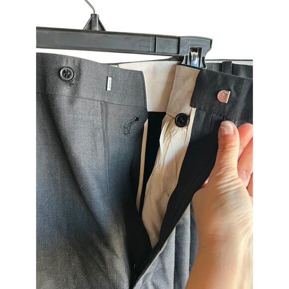 Super 100's Triple Pleats Men's 33X28.5 Gray Trousers 100% Wool Slacks Pants - Picture 5 of 7